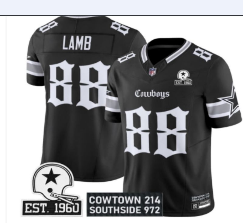 Men 2025 Nike Dallas Cowboys #88 Lamb Black 7th generation Limited NFL Jersey 002